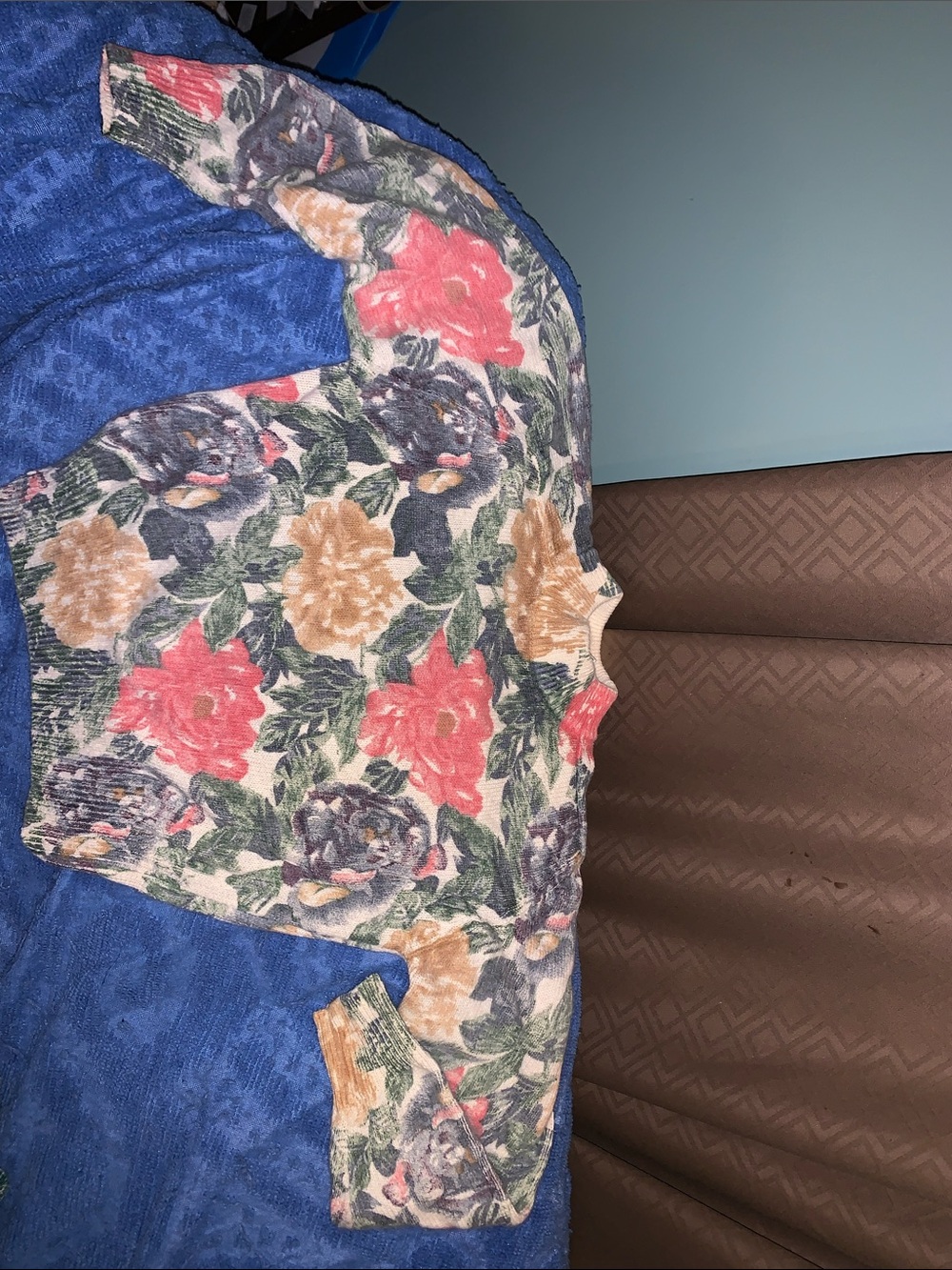 80’s Vintage Floral Sweater Silk, Nylon, Angora, Wool Mix
